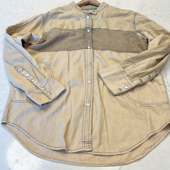 Free People We The Free Moto Colorblock Shirt Size Medium‎ - Picture 10 of 13